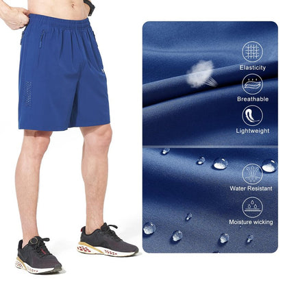 NORTHYARD Men's Athletic Running Shorts Gym Workout 7"/9"/5" Quick Dry Lightweight Sports Basketball Tennis 3 Zipper Pockets RoyalBlue XL