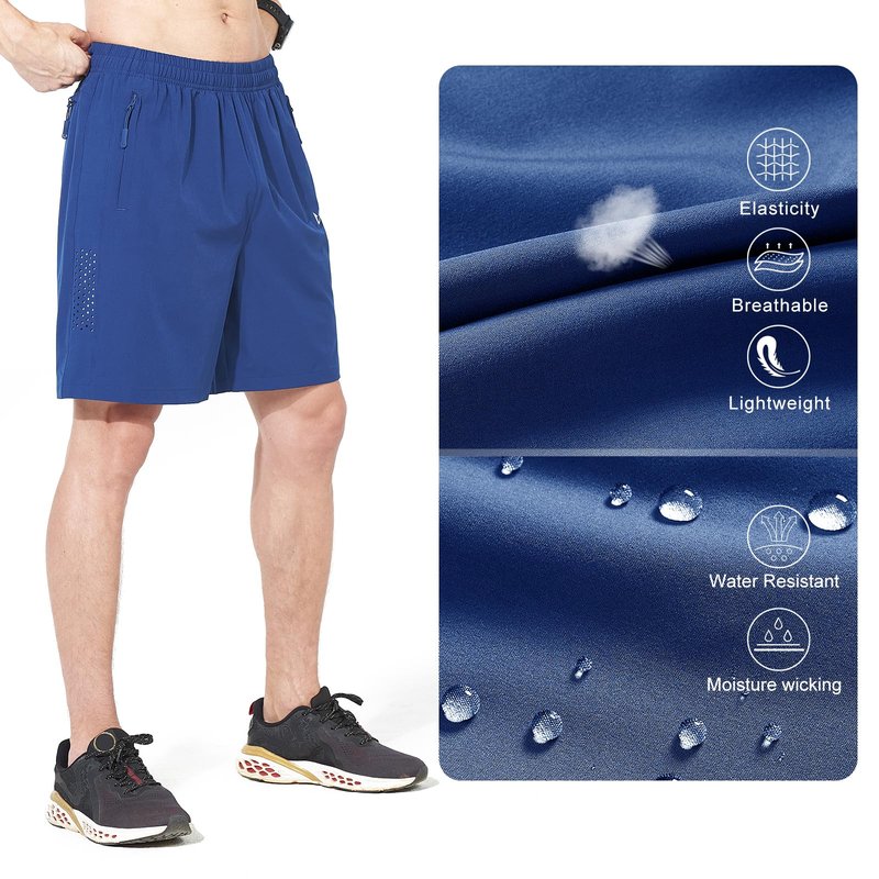 NORTHYARD Men's Athletic Running Shorts Gym Workout 7"/9"/5" Quick Dry Lightweight Sports Basketball Tennis 3 Zipper Pockets RoyalBlue 4XL