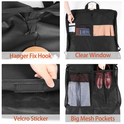 Univivi 60 '' Foldable Extra Long Dress Garment Bag, Premium Breathable & Tear-resistant Hanging Dress Cover for Travel and Closet Storage with Mesh Shoe Pocket and 2 Carry Handles
