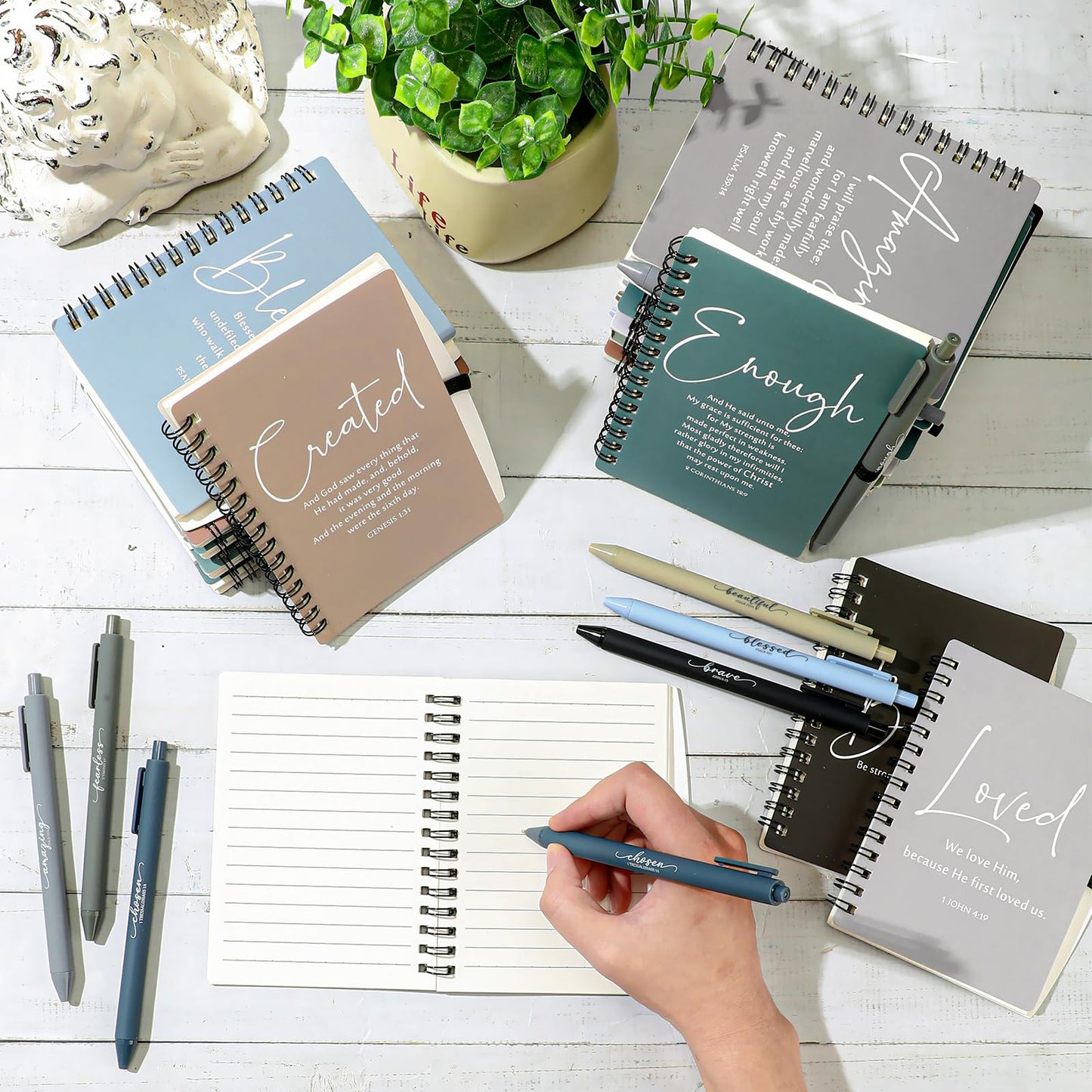 Kosiz 24 Sets Christian Gifts Bulk Inspirational Prayer Journals with Pens Gifts for Mother's Day A6 Spiral Bible Notebook Religious Gift for Women Men Church Members Bible Study Groups (Boho Color)