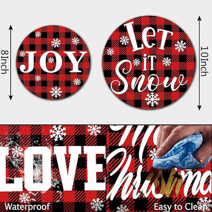 Xmas Decor Electric Stove Burner Covers，4 Pcs Halloween Decor Round Stove Burner Covers，8 Inches and 10 Inches，Gas Stove Burner Cover,Metal Cooktop Red Black Grid Decorative，Home Decor,Kitchen Decor
