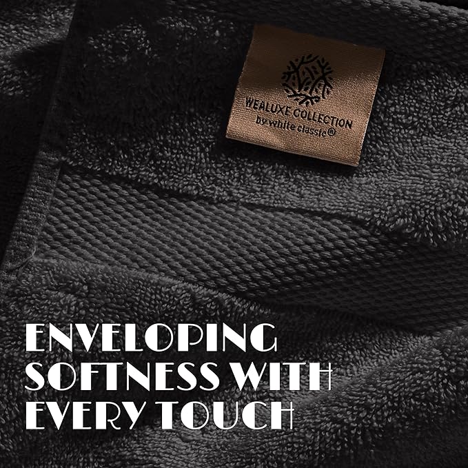 White Classic Black Hand Towels