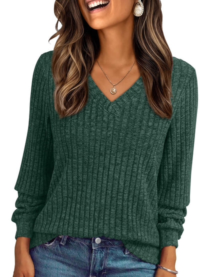 AUTOMET Womens V Neck Long Sleeve Shirt Fall Fashion Tops Tunic Dressy Casual Sweater Clothes Cute Trendy Work Outfits 2025