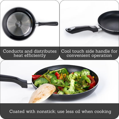 IMUSA 8in Bistro Aluminum Nonstick Fry Pan with Cool Touch Handle, Black