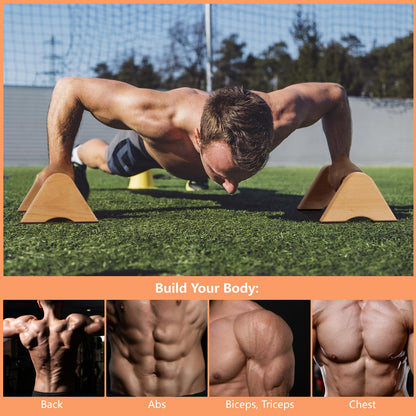 Purife Solid Wood Calisthenics Parallettes Bars Push up Handles 1 Pair, Strength Training Pushup Stands, Parallel Pushup Handstand Bars for Home Gym Workout