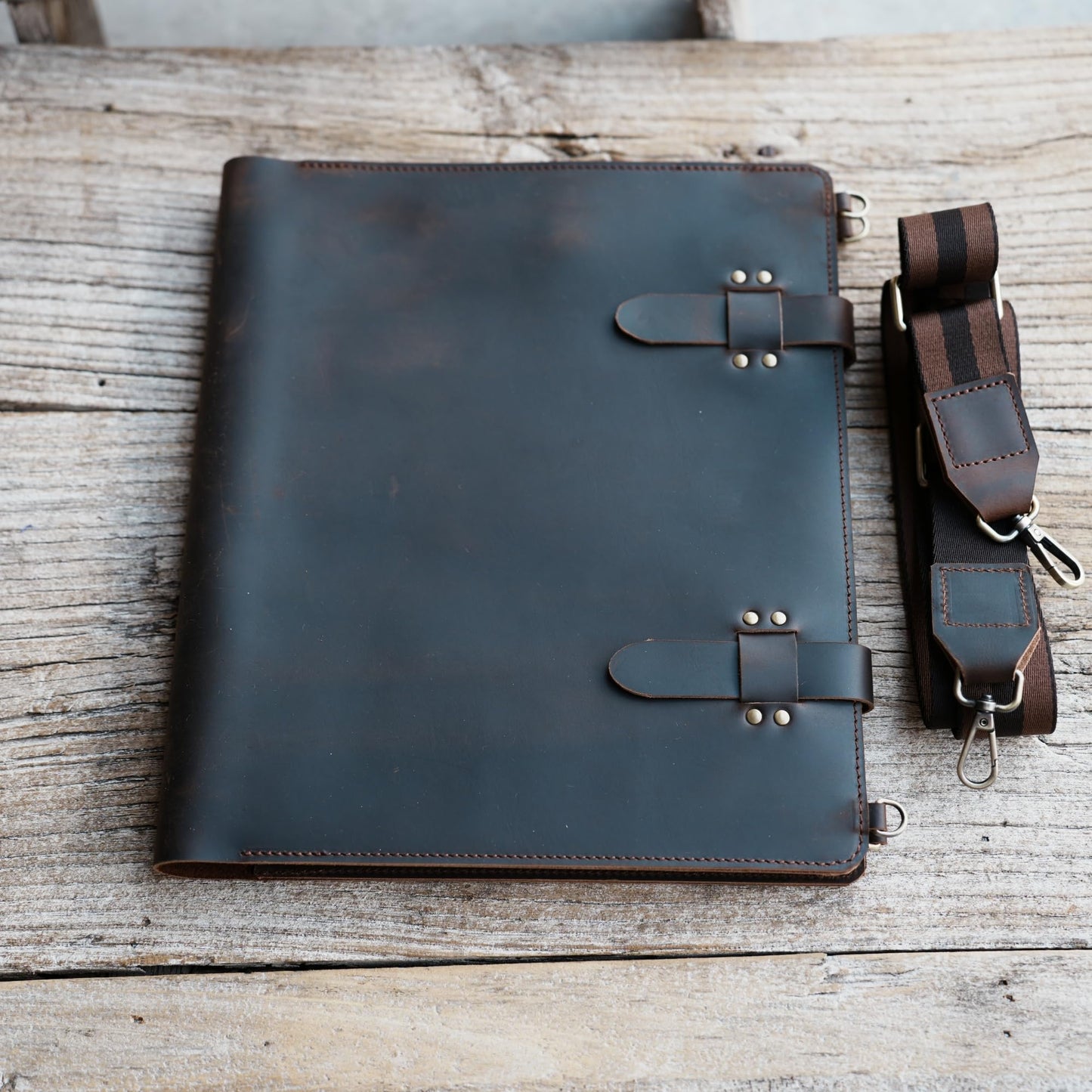 Handmade Leather Sketchbook Cover, Leather Artist Sketch Pad Cover for 9" x 12" Sketchbook, Drawing Book and Pencil Case, Journal Notebook Portfolio, Artis Drawing Gifts (darkbrown)