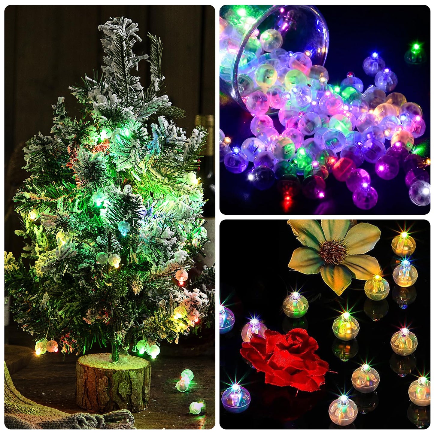 FWYWNL 100pcs Balloon Lights,Round LED Ball Lamp for Latex Balloon Paper Lantern Party Wedding Festival Christmas Halloween Decorative，Long Standby Time Waterpro of Mini Light (Chroma)