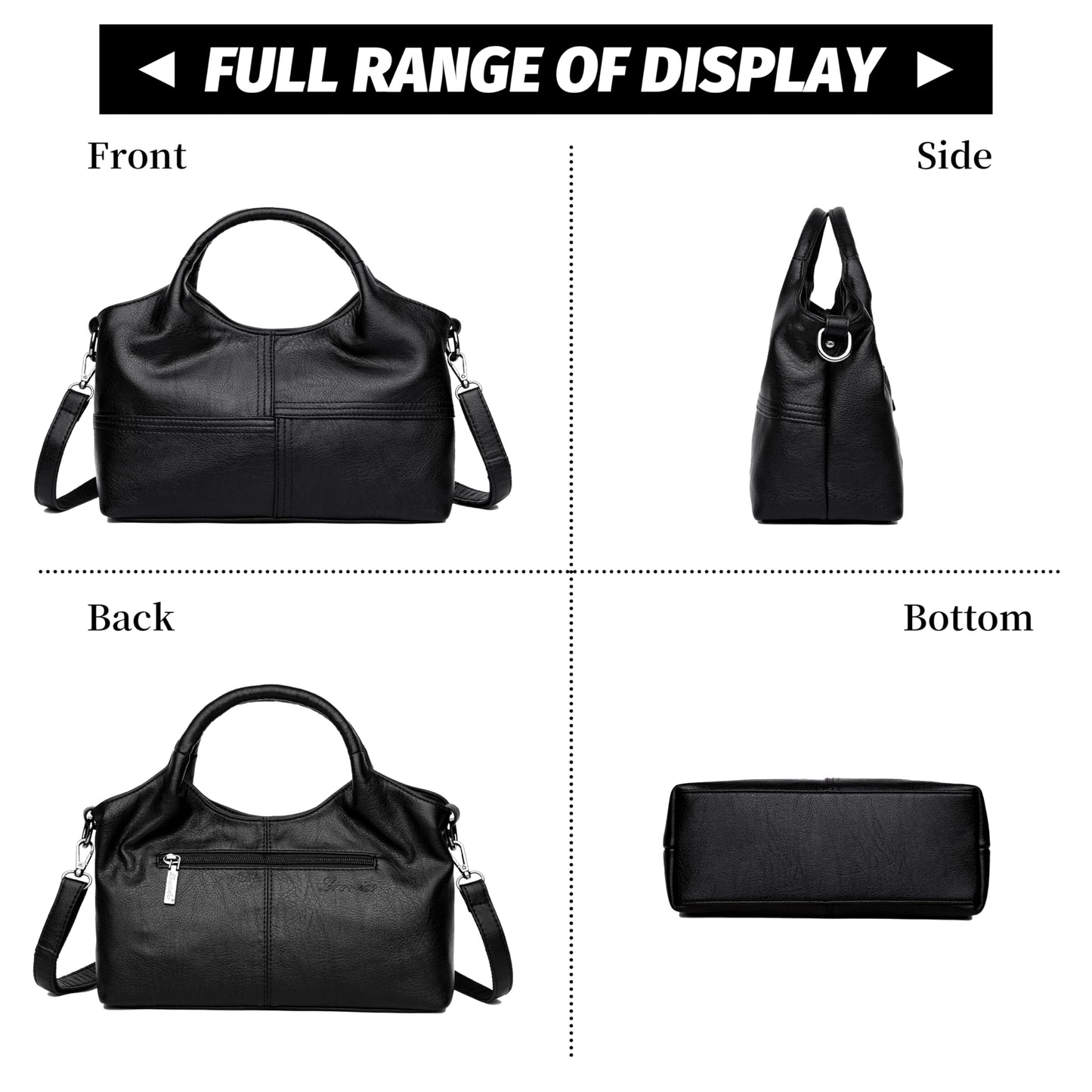 FSD. WG Leather Shoulder Bags Purses and Handbags for Women Top Handle Tote Satchel Ladies Hobo Bags
