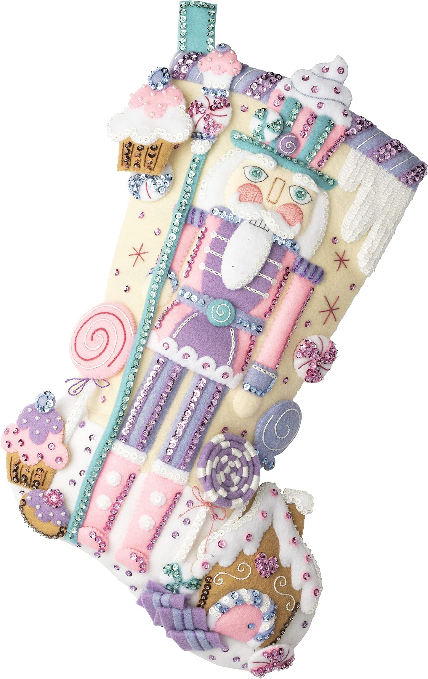 Bucilla Felt Applique 18" Stocking Making Kit, Nutcracker Sweet, Perfect for DIY Arts and Crafts, 89256E