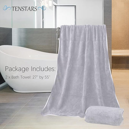 TENSTARS Silk Hemming Bath Towels