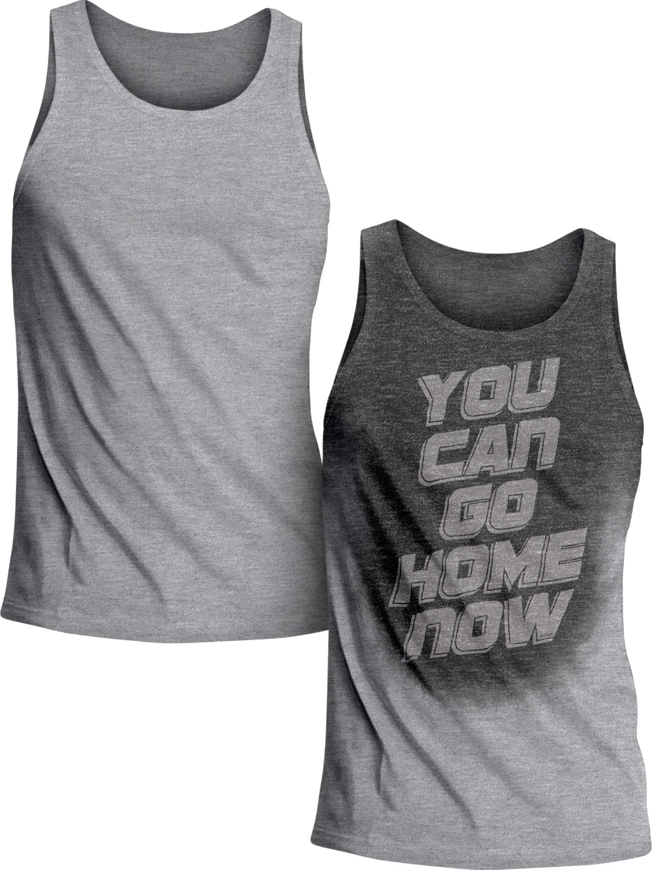 Actizio Men's Workout Shirt Cotton Fabric Tank Top Sleeveless Sweat Activated Motivational Exercise Gym Athletic Fit Moisture Wicking Fitness Shirt - You Can Go Home Now (Size M)