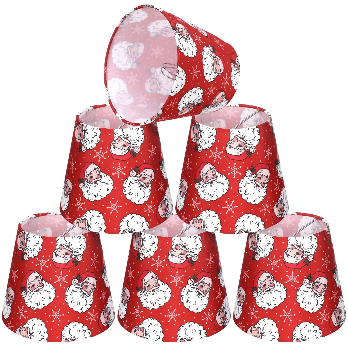 Baquler 6 Pcs Christmas Lamp Shades Set 5.91"w x 5.12"h Hardback Chandelier Shade Santa Little Droplight Shades Wall Lights Chandelier Lights Shade Gift Holiday Decor Supply
