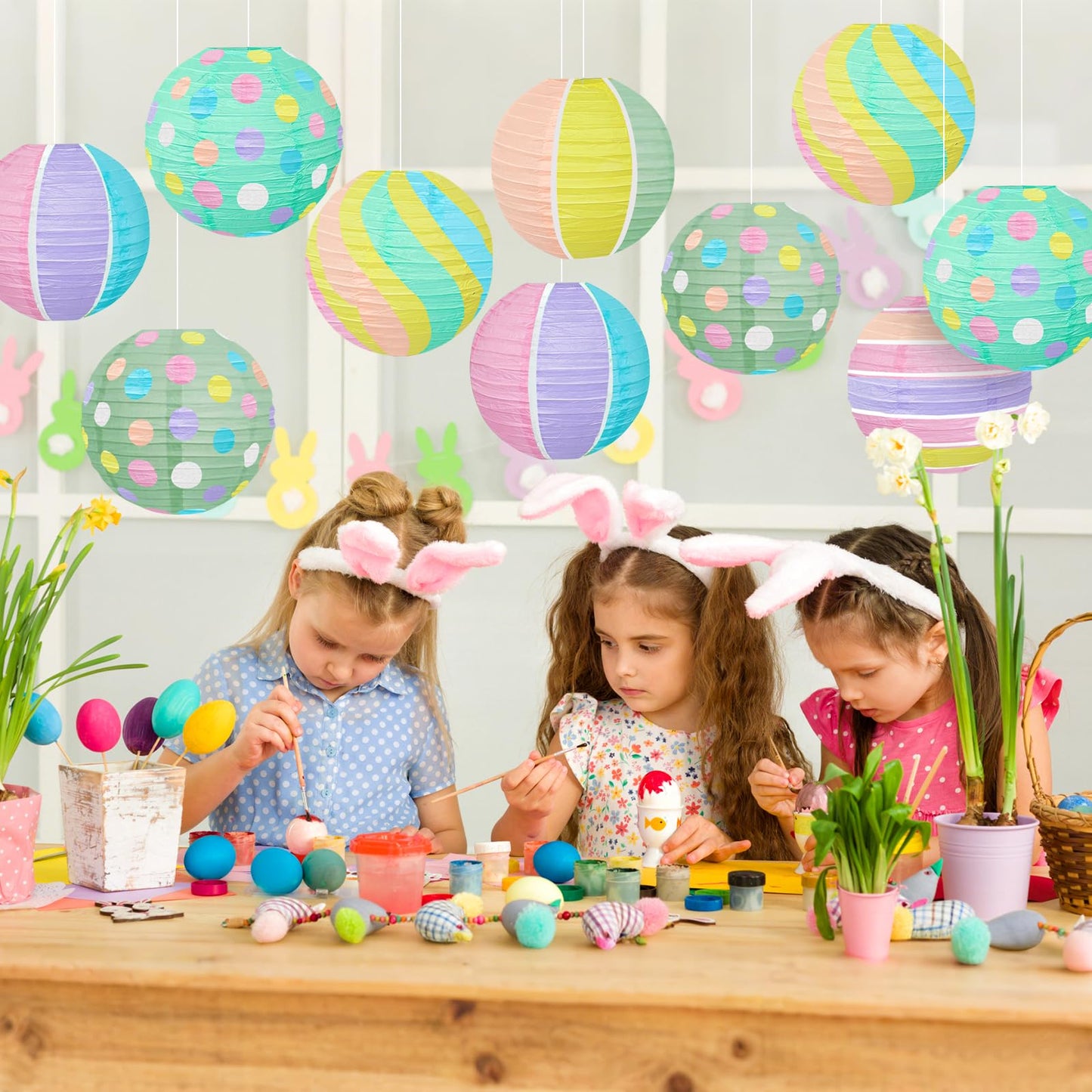 ADLKGG 12 Pieces Pastel Party Decorations - 8 Inches Hanging Paper Lanterns for Baby Shower, Mother's Day Brunch, Spring Garden Party, Bridal Shower and Easter Classroom Decor
