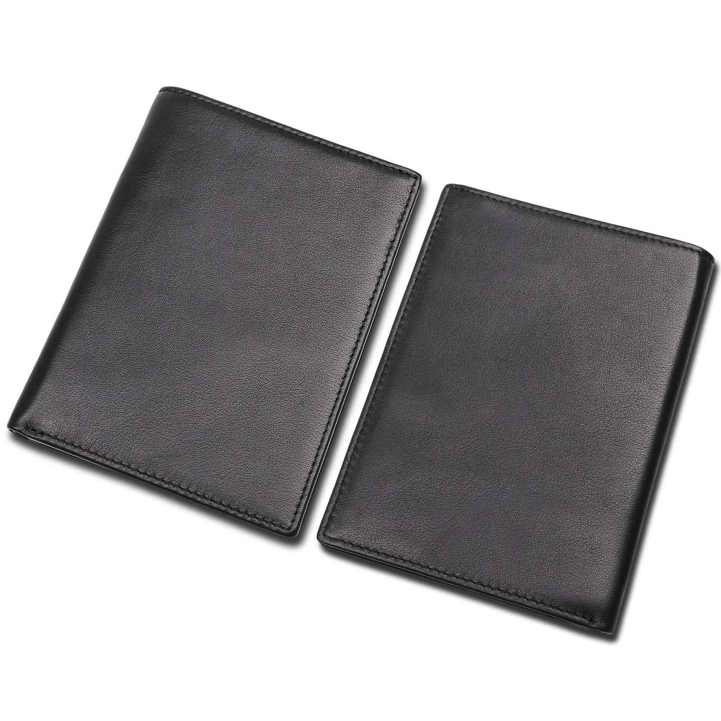 Polare RFID Blocking Napa Leather Passport Holder Travel Wallet For Men and Women (Black)