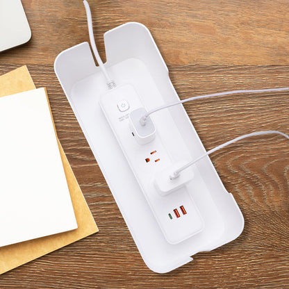 Eichzer Cable Management Box, Premium Cord Organizer Box to Hide Surge Protector on Desk, Power Strip Cover for TV Computer Home Router Office (White)