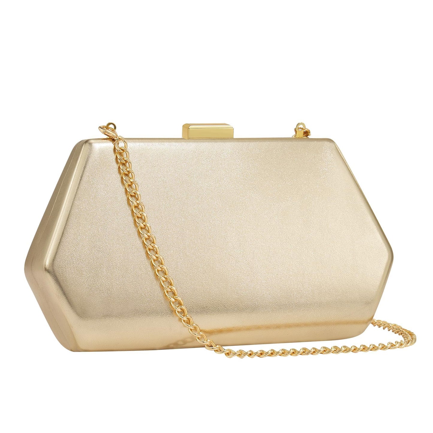 Buric Vegan PU Leather Evening Handbags Small Cute Clutch Purses Formal Solid Envelope Shoulder Bags for Wedding Party Prom Gold