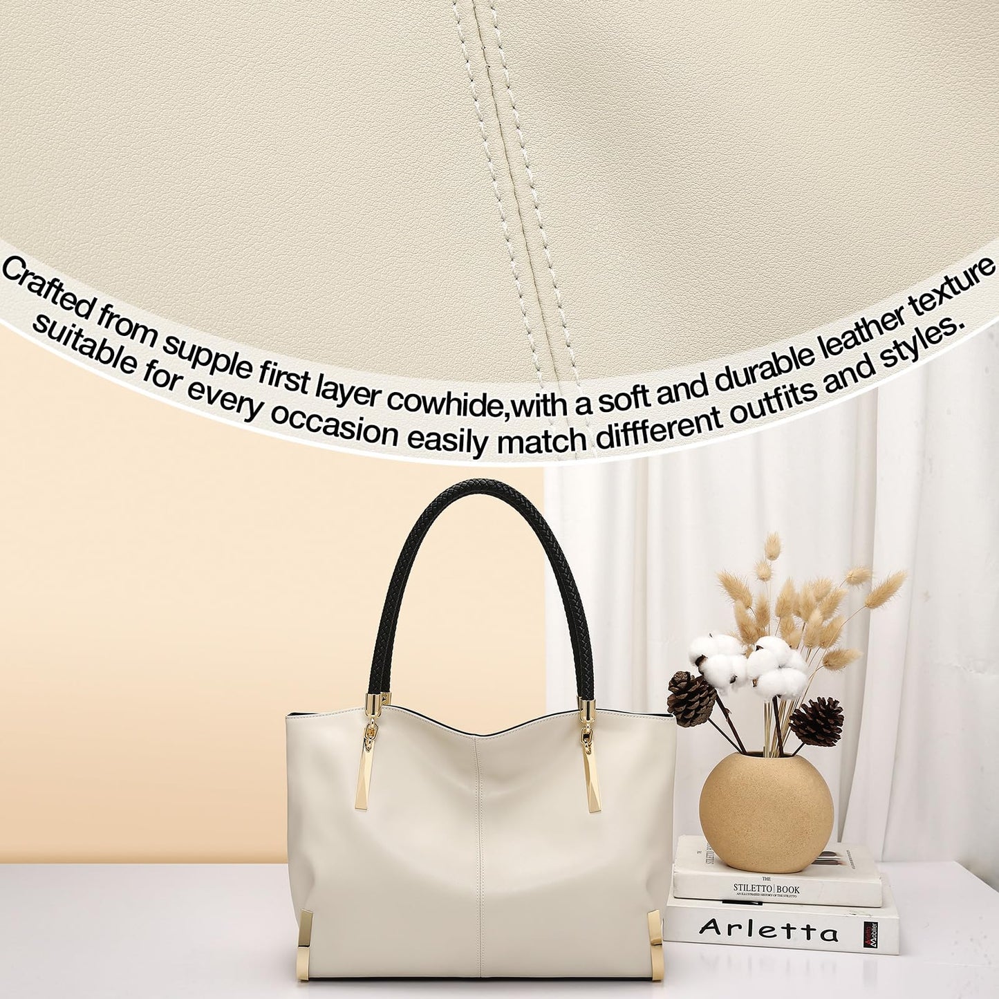 FOXLOVER Large Capacity Tote Handbags for Women, Women's Top-handle Bags Fashion Shoulder Bags Purses Minimalist design