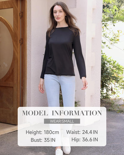 GAYHAY Long Sleeve Shirts for Women - Fall Winter Clothes Crew Neck Casual Tops Loose Fit Tees Fashion Outfits 2025