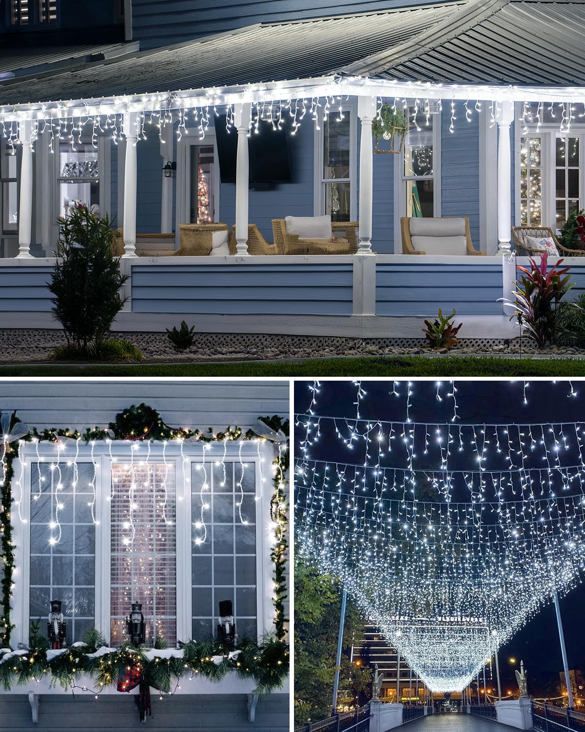 Christmas Lights Outdoor, 53 FT 486 LED Christmas Light for Outside, Timer & Memory, Plug in 8 Modes Hanging Fairy Light with 108 Drops for House Eaves Yard Patio Holidays Decorations, Cool White