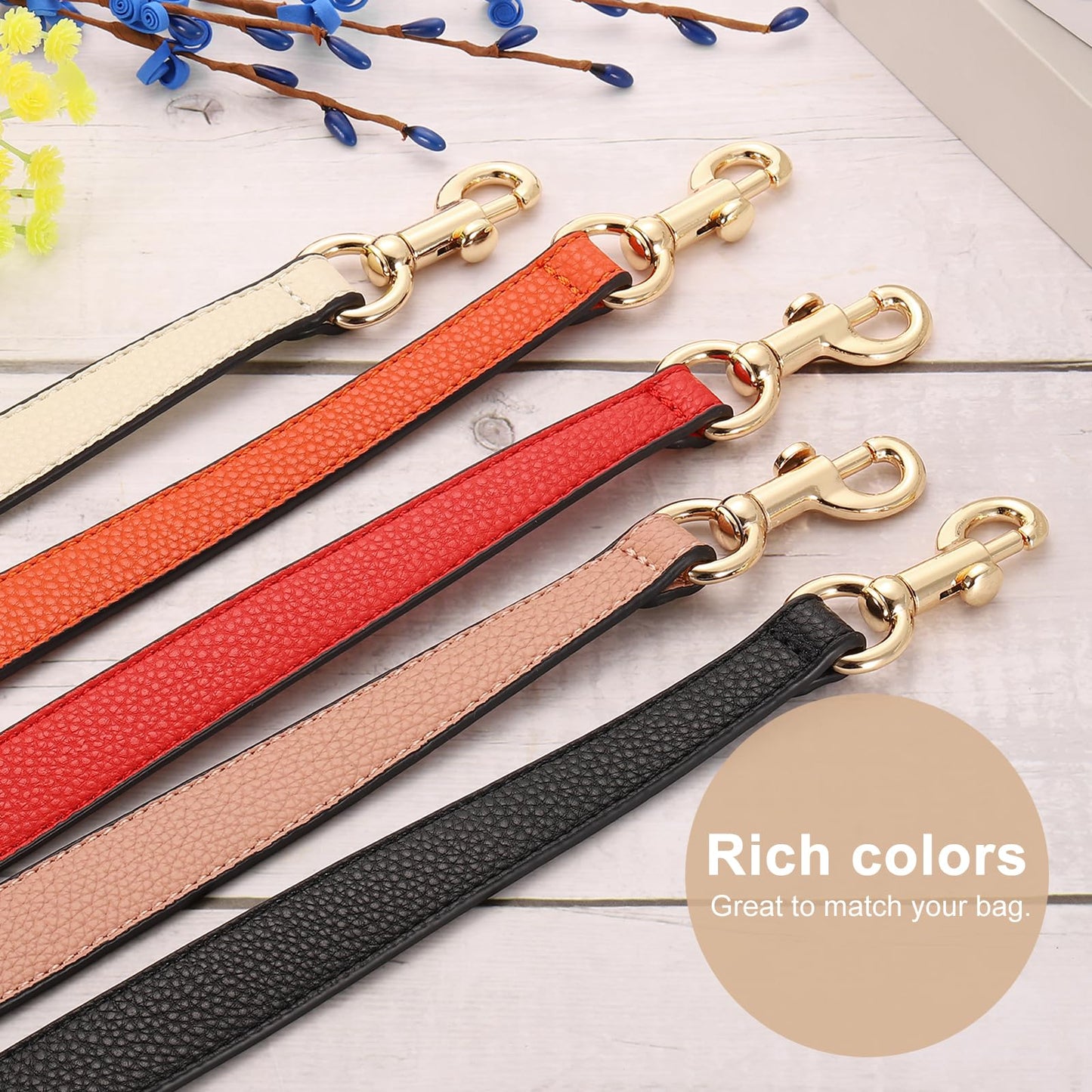 uxcell 14.17 Inch PU Leather Short Bag Strap with Clasp, Purse Handles Handbags Replacement Straps for Clutch Bag Underarm Bags, Black, Silver Buckle