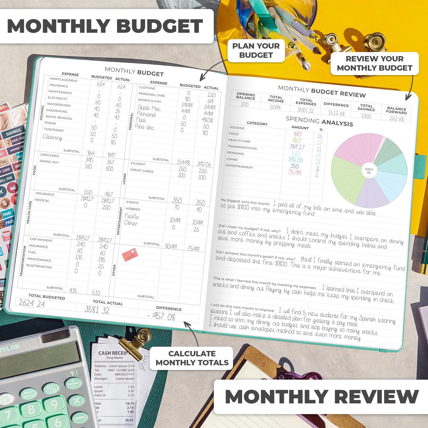 Clever Fox Budget Planner Large – Expense Tracker Notebook. Monthly Budgeting & Bill Organizer, Finance Logbook & Accounts Book, A4 (Aquamarine)