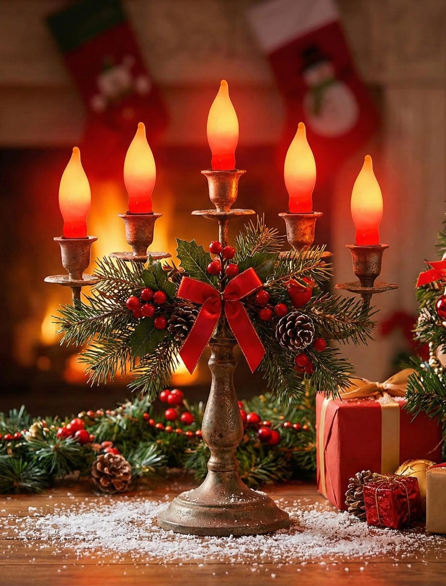 12 Pack C18 Red and Yellow Christmas Flame Candle Lights Bulb, E12 Candelabra Base Flame Shaped Incandescent Replacement Bulbs for Christmas Window Candles, Chandelier, Outdoor String Lights Decor
