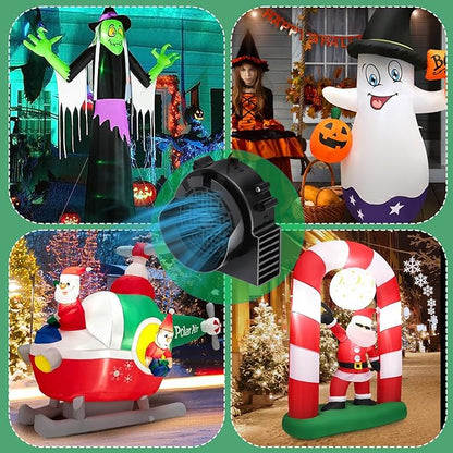 4-Pack Inflatable Fan Replacement, 0.8A Air Fan Blower with 1.0A Adapter and 3 LEDs Bulbs Light Strings for Halloween, Thanksgiving and Christmas Inflatables (IP68 Waterproof, 3.8 * 3.8'')