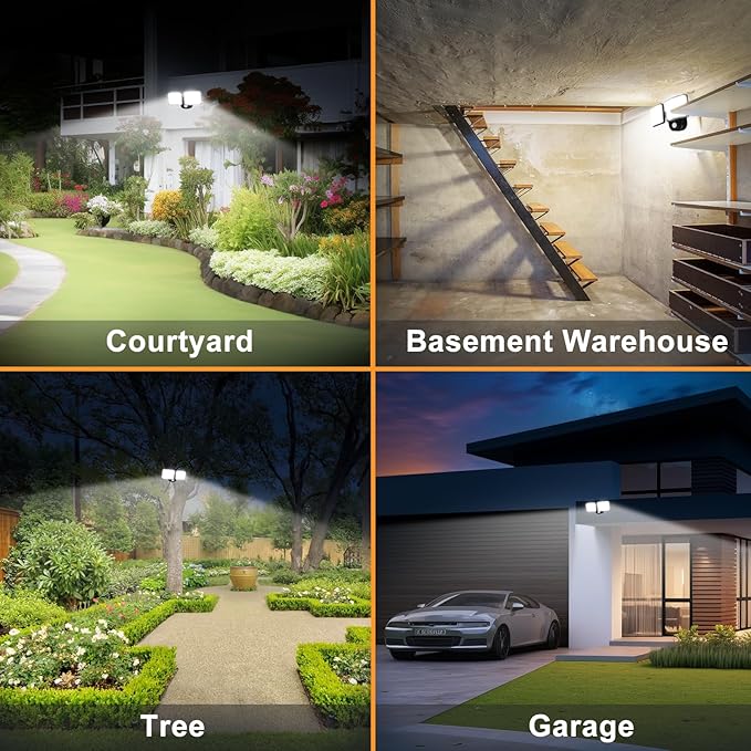 Rechargeable Battery Motion Light, 2500LM & 4000LM Dual Modes Motion Sensor Security Lights, USB Charging Wireless Flood Light Battery Powered, LED Outdoor Lights for Garage,Yard,Porch,Shed