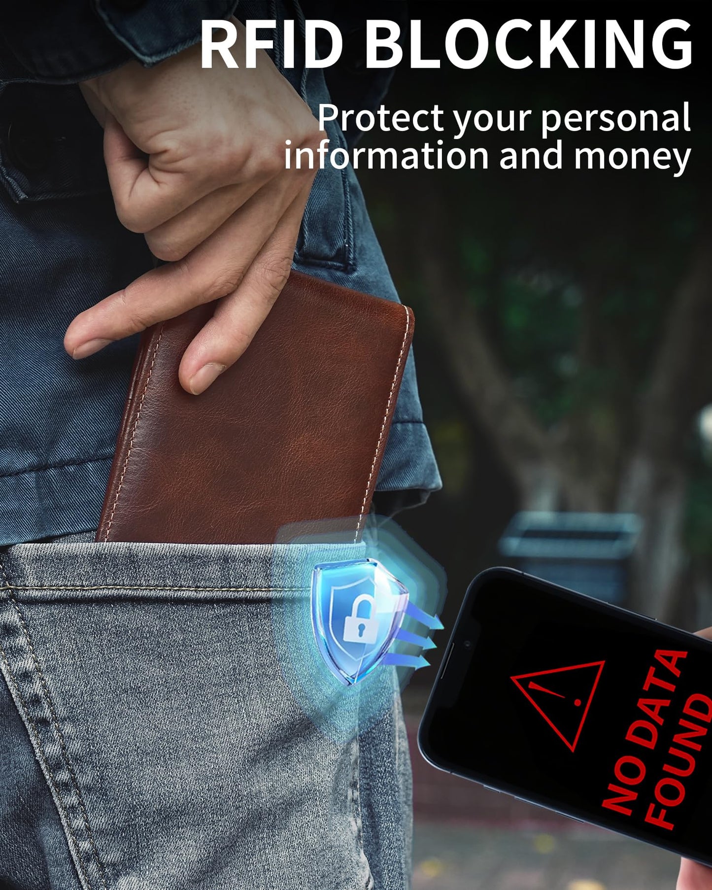 Artpaxy Mens Wallet Bifold Genuine Leather RFID Blocking Wallet for Men with 2 ID Windows 12 Card Holders 2 cash pockets 1 Gift Box
