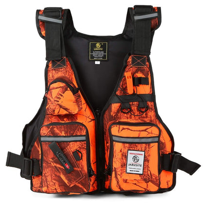Meenoutt Fly Fishing Vest, Lightweight Breathable Fishing Jacket for Sailing Boating Kayak Bass (Orange Camouflage)