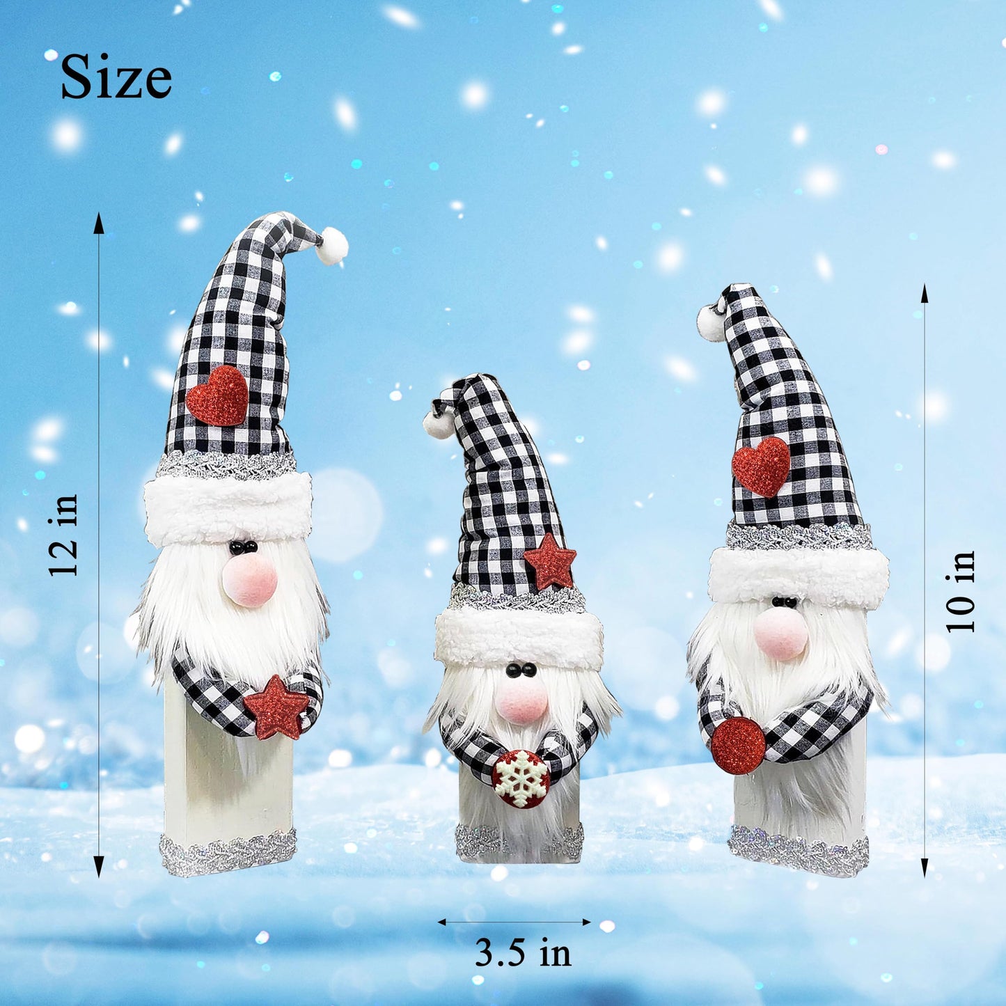 CYNOSA 3Pcs Cute Christmas Gnomes Table Signs Christmas Decorations for Home Winter Rustic Gnomes Tabletop Centerpieces Block Signs for Xmas Holiday Party Indoor Home Decor