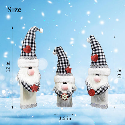 CYNOSA 3Pcs Cute Christmas Gnomes Table Signs Christmas Decorations for Home Winter Rustic Gnomes Tabletop Centerpieces Block Signs for Xmas Holiday Party Indoor Home Decor