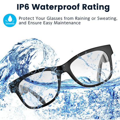 Bone Conduction Glasses, Open-Ear Headphones Bluetooth, Photochromic Sunglasses Anti Blue Ray, IP6 Waterproof Audio Glasses, Hand-Free Calling and Music, Smart Glasses for Women and Men