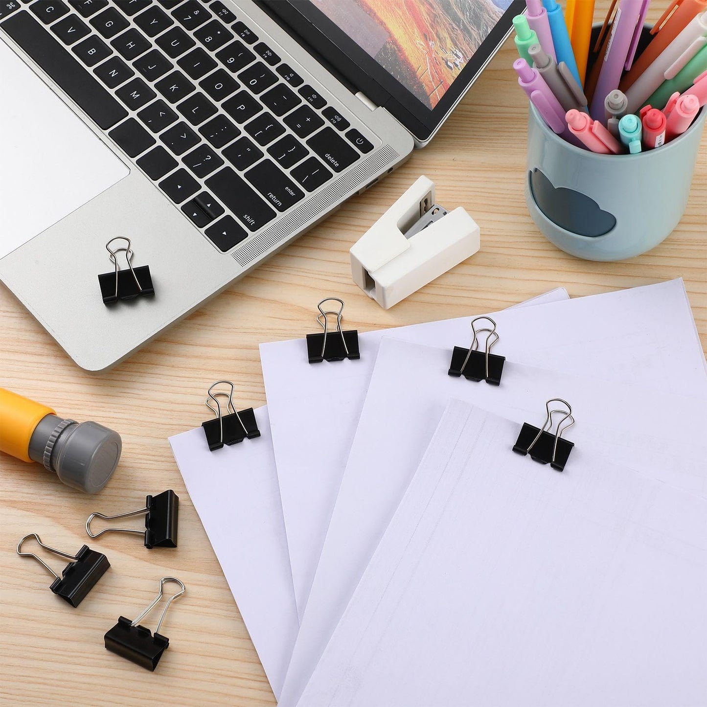 Jetec 500 Pieces 1. 25 Inch Black Binder Clips Bulk Large Paper Clamps Metal Paper Clips for Teachers Students Classroom Business Office and School Office Supplies