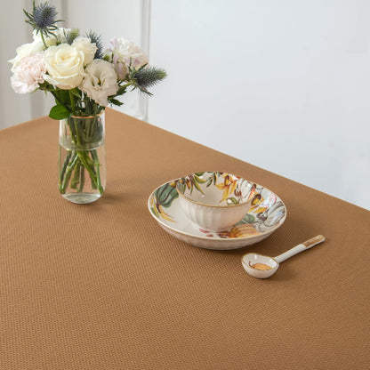 maxmill Textured Rectangular Tablecloth Water Resistance Antiwrinkle Spillproof Soft Jacquard Table Cloth for Fall Harvest Thanksgiving Parties and Holiday Dinners, 60 x 104 Inch, Amber Bronze