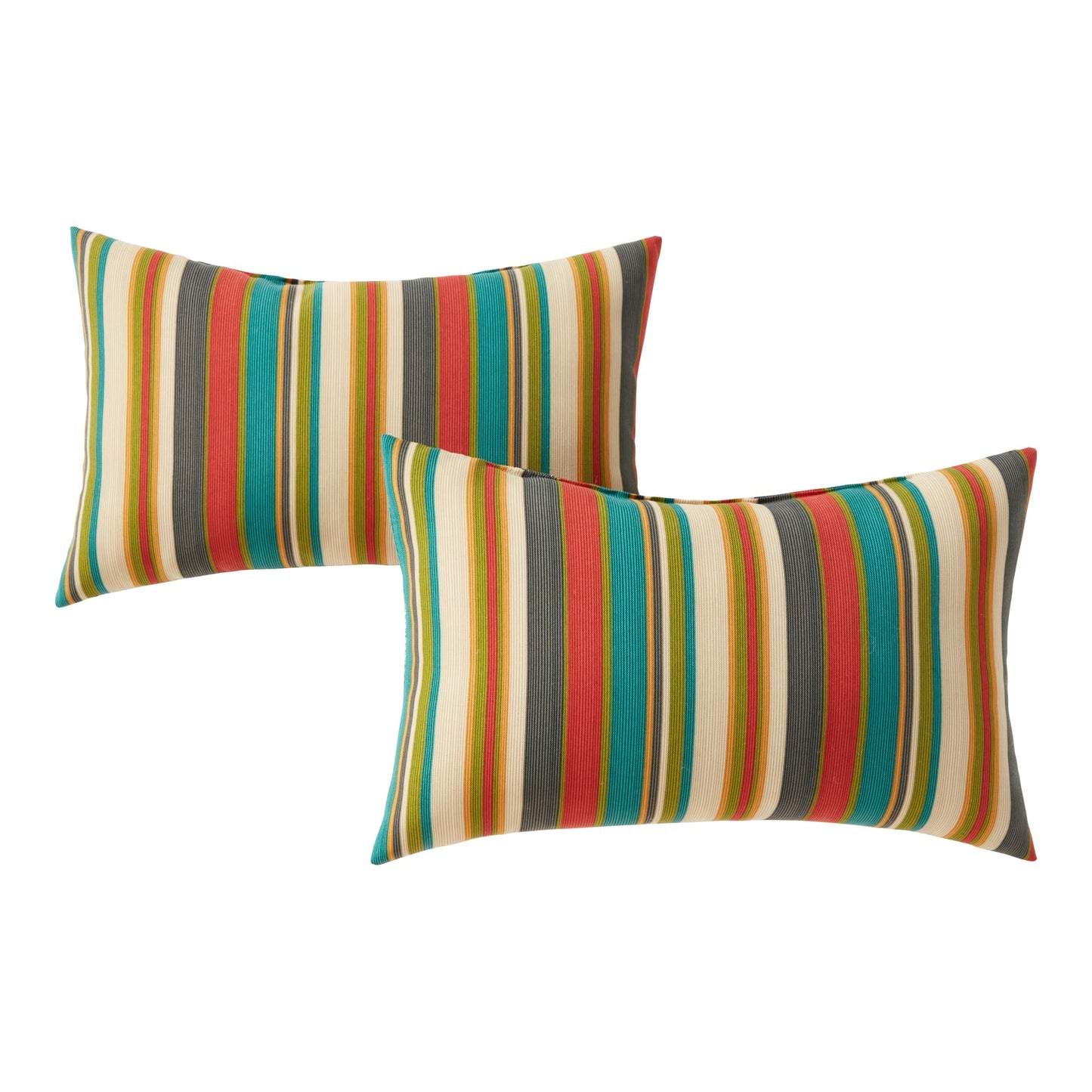 Greendale Home Fashions 2-Pack Outdoor 19x12 inch Rectangle Decorative Throw Pillow, Adobe Stripe