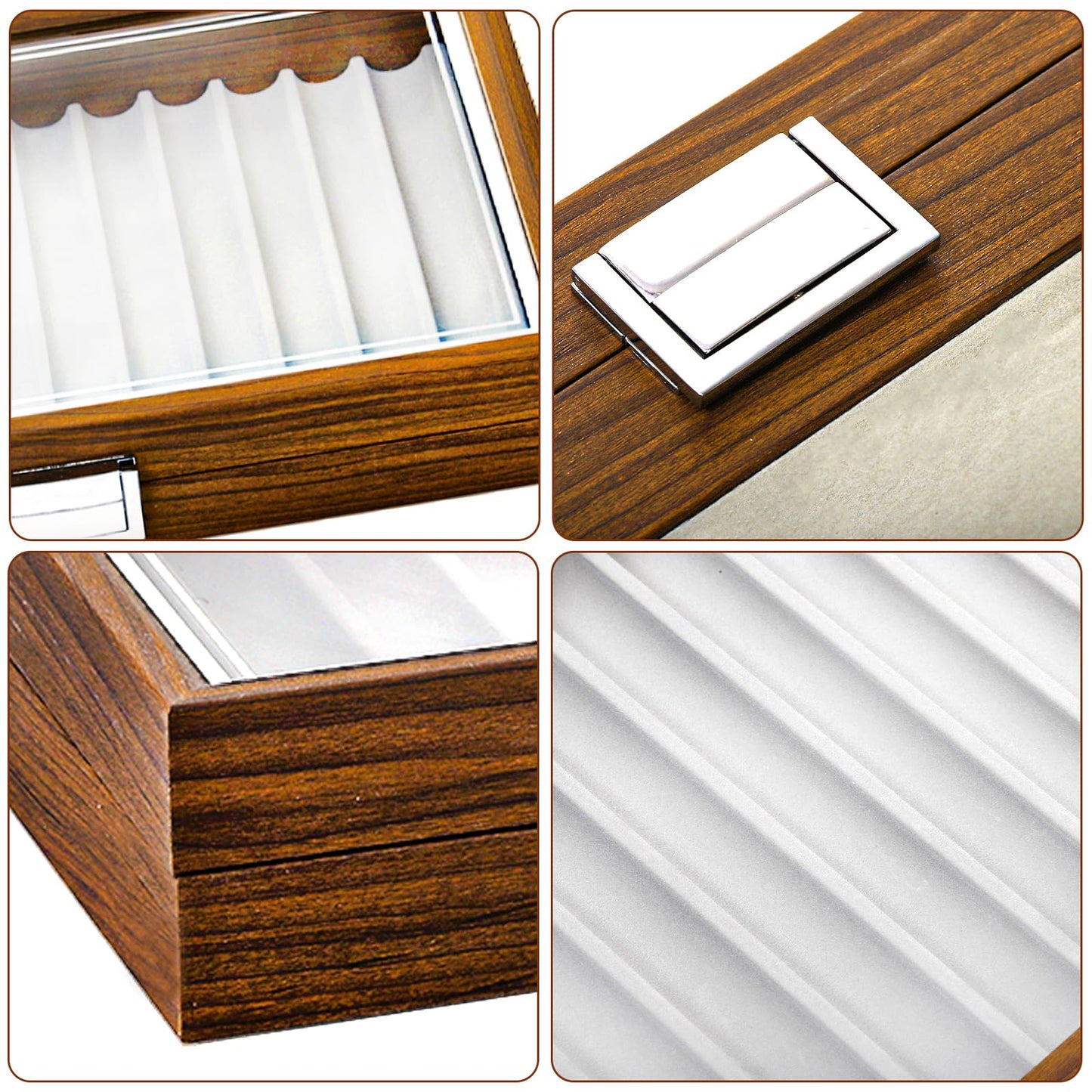 Yesland Black Walnut Wood Display Box, 12 Slot Fountain Pen Organizer With Clear Glass Window, Luxury Collection Case for Shop, Home