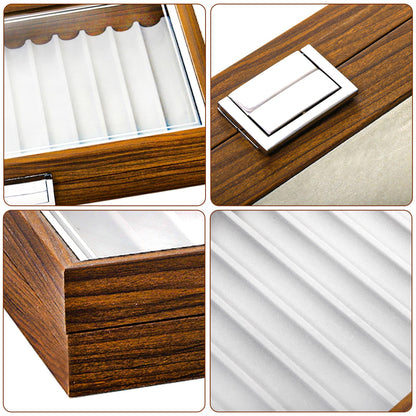 Yesland Black Walnut Wood Display Box, 12 Slot Fountain Pen Organizer With Clear Glass Window, Luxury Collection Case for Shop, Home