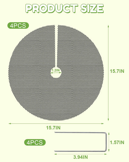 Ztzfacai 4 Pcs 15.7" Plant Pot Grids - Cuttable Plant Pot Soil Protector,Catproof Babyproof Flower Pot Grid Guard with 4 Nails,Indoor Potted Plant Protector,Animals Digging Stopper