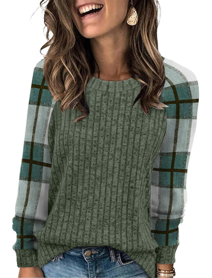 WIHOLL Long Sleeve Shirts for Women Lightweight Sweaters Fall Outfits 2025 Color Block Winter Clothing Dressy Casual Soft