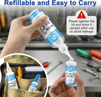 Airsoft Oil - Pure Silicone Lubricant with Needle Oiler | 6 oz Chamber Lube for Airgun Maintenance