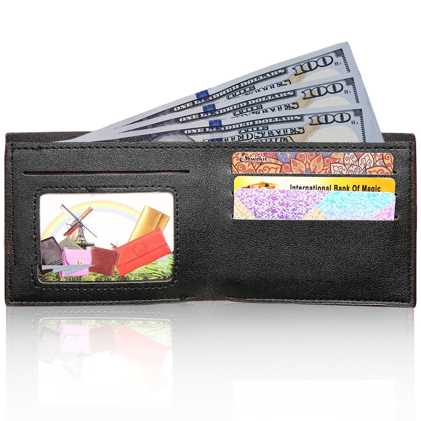 VZZNN 12 PCS Leather Bifold Wallets for Men,Men’s Wallet Bulk for DIY Engraving,With money clip,card holder (Brown)