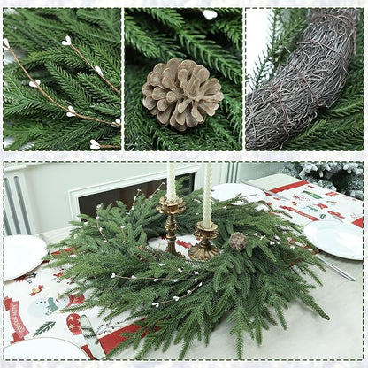 26 Inch Christmas Wreath, Christmas Wreaths for Front Door, Pine Wreath with Pine Cones Berries for Indoor Outdoor Wall Mantle Door Decor
