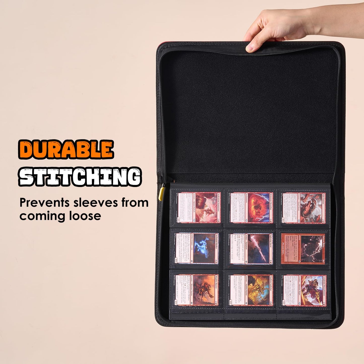 ProCase 2-Pack 9-Pocket Trading Card Binder with Side-Loading Slots, 720 Pockets PU Leather Zipper Album for Sports Cards/TCG/CCG/PKM/MTG/Gaming Cards -Red+Navy