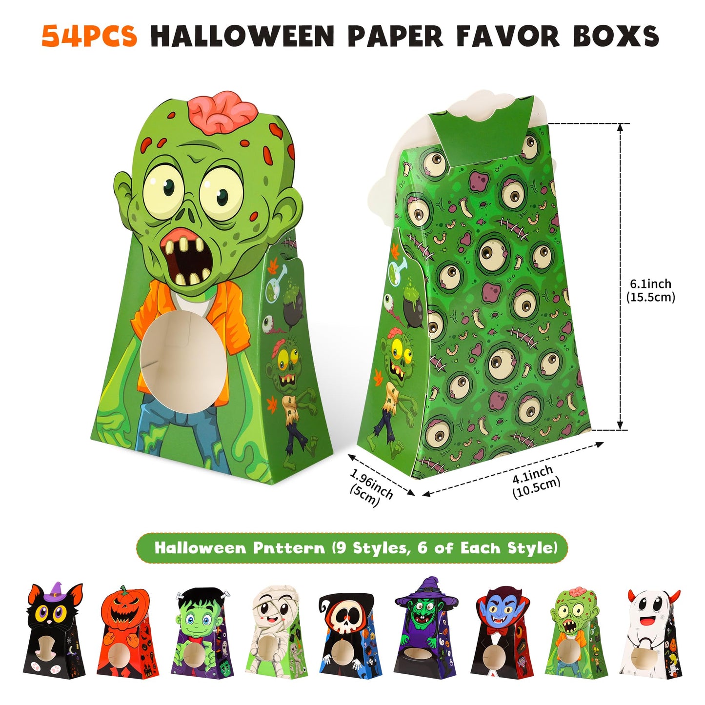Giiffu 54Pcs Halloween Treat Boxes with Window 6x4x2 Inch