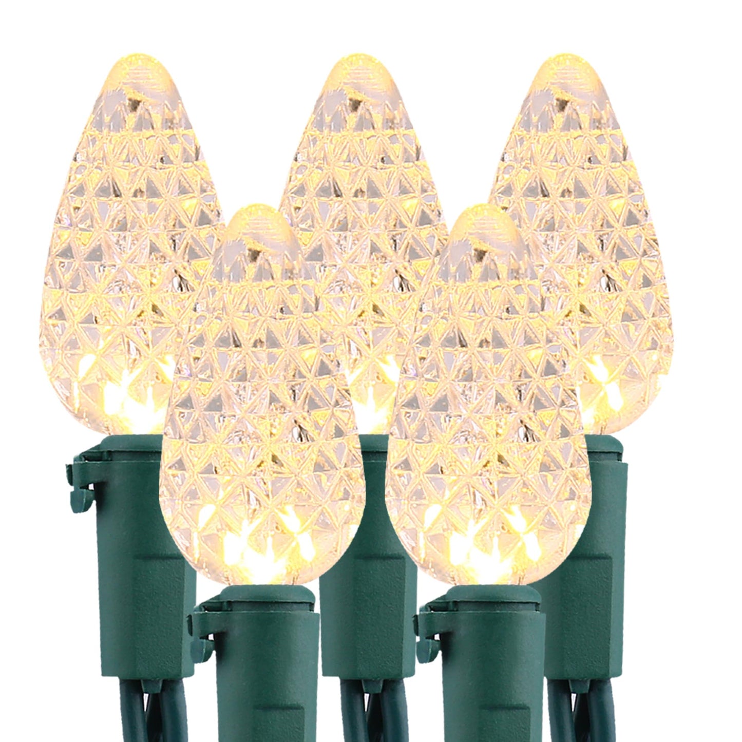 Brizled Christmas Lights Warm White, 33ft 100 LED C5 Faceted Christmas String Lights, 120V UL Certified Xmas Light Connectable Xmas Tree Light Indoor Outdoor for Home Tree Holiday Wedding Patio Decor