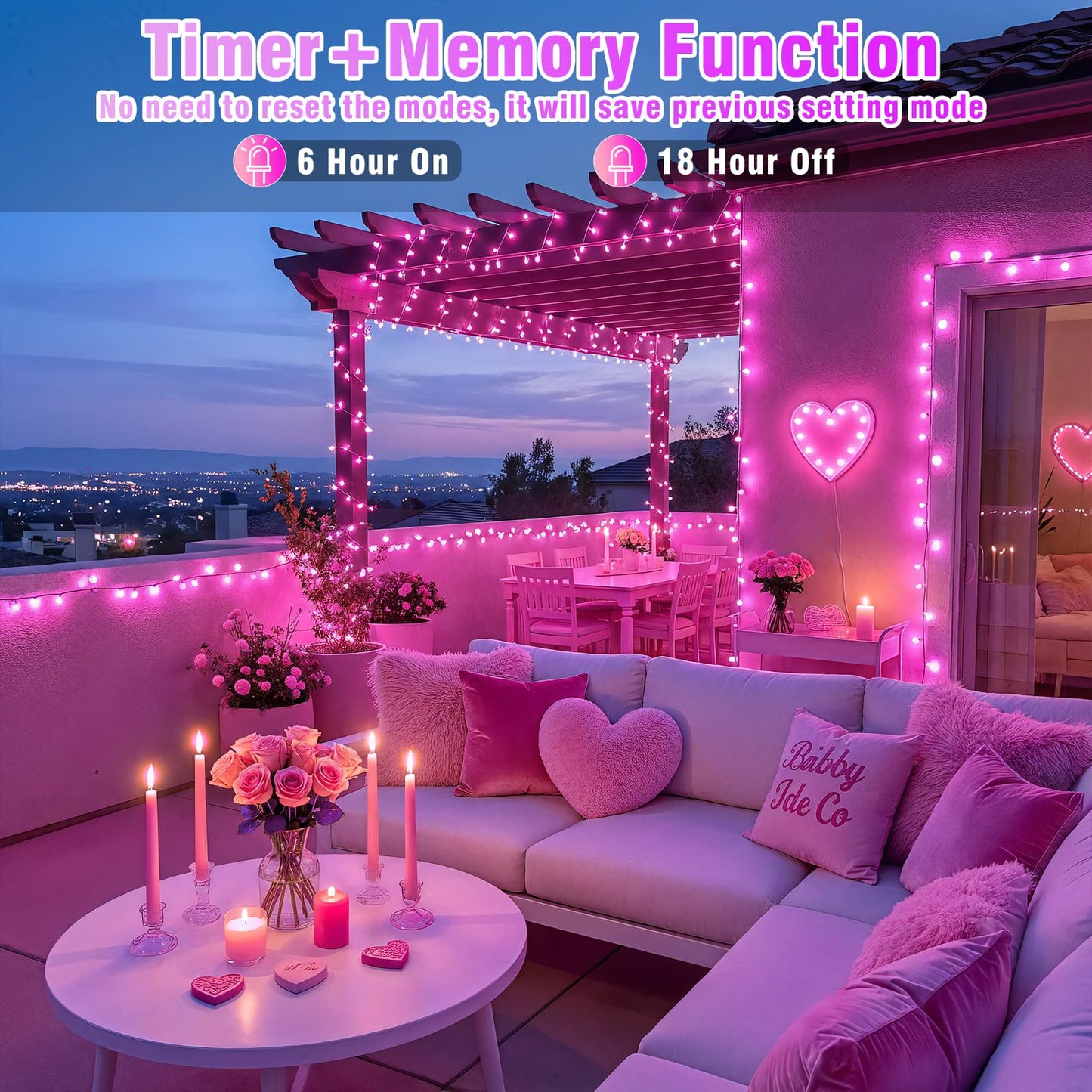 300 LED Pink String Lights Indoor Valentines Day Decorations, 100 FT Valentines Day Lights Waterproof with 8 Modes, Clear Wire Pink Fairy Lights Plug in for Valentine Day Wedding Party Bedroom Decor