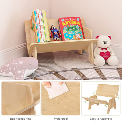 Wooden Tabletop Bookshelf Titled Desktop Bookshelf Cookbook Shelf,Small Bookcases for Magazine Books CDs,Book Rack Desk Book Organizer in Living Room/Office/Bedroom (Burlywood)
