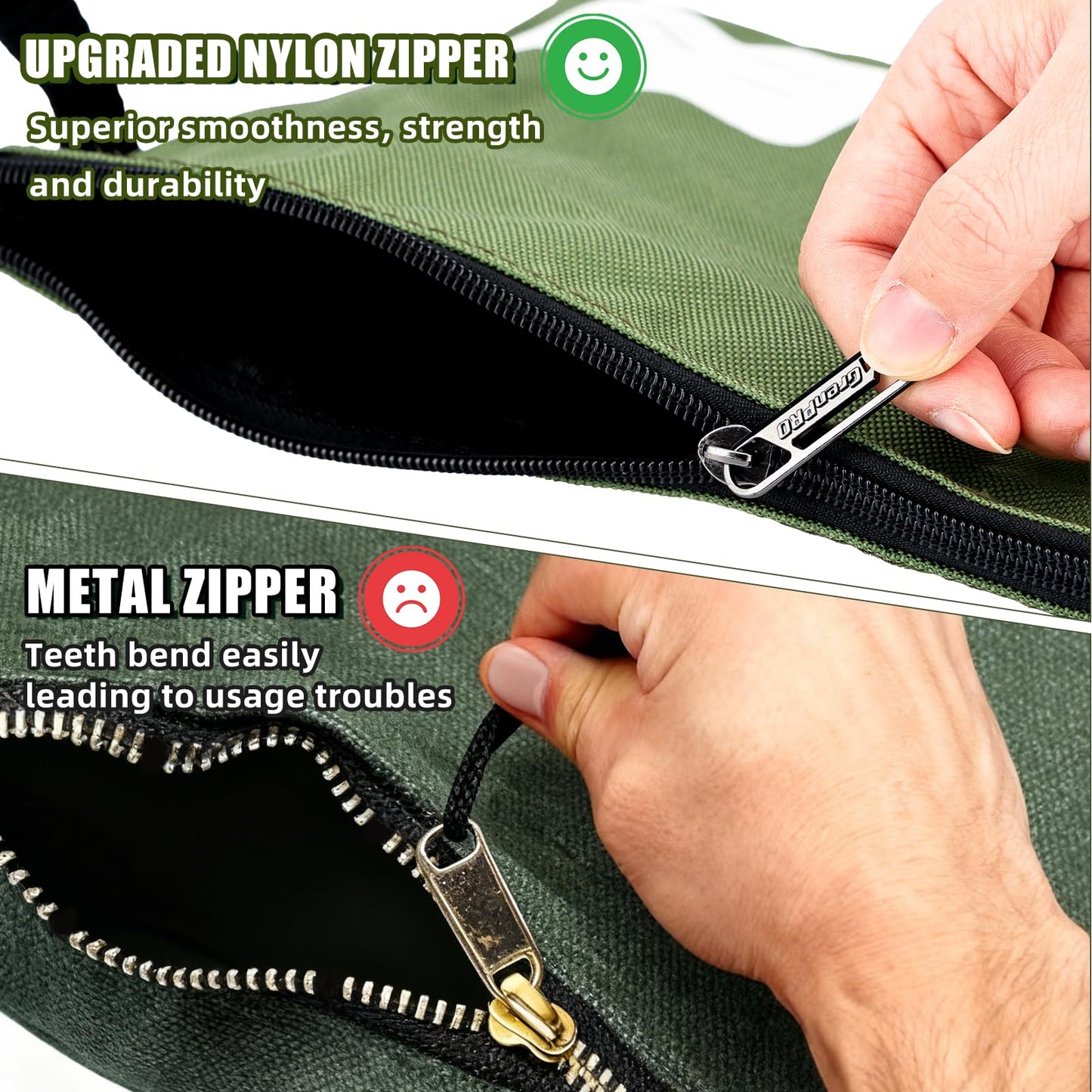GRENPRO 8 Pack Canvas Tool Bag Zipper Tool Pouch, 12" Tools Utility Pouches Heavy Duty, Multipurpose Storage Organizer Bags with Dependable Metal Zippers