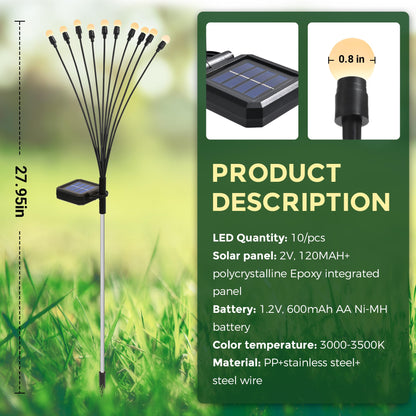 PATIOPIA Solar Garden Lights, 80 LED Firefly Garden Lights Solar Outdoor, Solar Lights for Outside Sway by Wind,Outdoor Solar Lights Waterproof for Yard Patio Pathway Decoration (8 Pack)